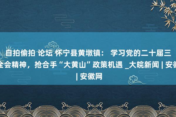 自拍偷拍 论坛 怀宁县黄墩镇： 学习党的二十届三中全会精神，抢合手“大黄山”政策机遇 _大皖新闻 | 安徽网