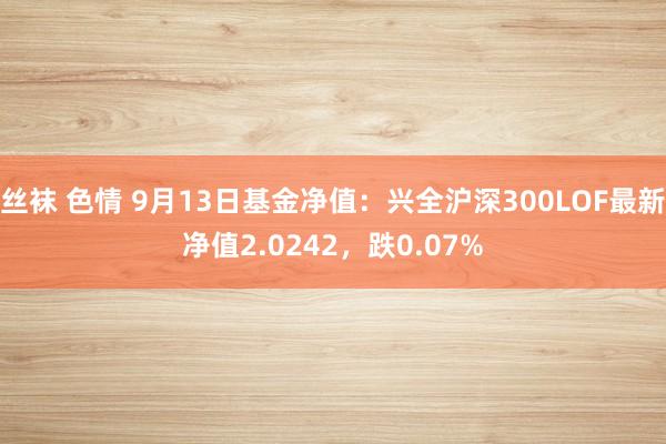 丝袜 色情 9月13日基金净值：兴全沪深300LOF最新净值2.0242，跌0.07%