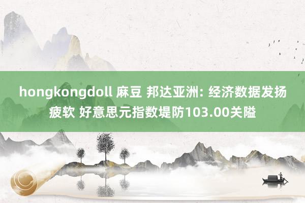 hongkongdoll 麻豆 邦达亚洲: 经济数据发扬疲软 好意思元指数堤防103.00关隘