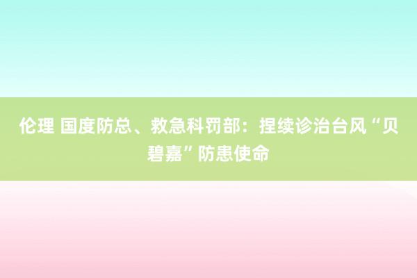 伦理 国度防总、救急科罚部：捏续诊治台风“贝碧嘉”防患使命