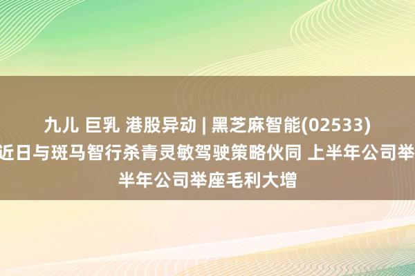 九儿 巨乳 港股异动 | 黑芝麻智能(02533)再涨超5% 近日与斑马智行杀青灵敏驾驶策略伙同 上半年公司举座毛利大增