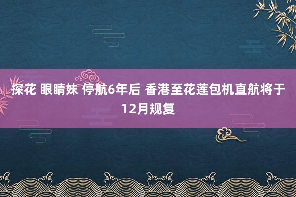 探花 眼睛妹 停航6年后 香港至花莲包机直航将于12月规复