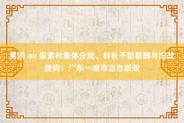 男同 av 探索村集体分成、村社干部薪酬与旧改挂钩！广东一城市出台新政