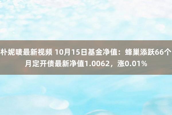 朴妮唛最新视频 10月15日基金净值：蜂巢添跃66个月定开债最新净值1.0062，涨0.01%