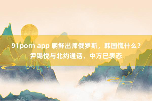 91porn app 朝鲜出师俄罗斯，韩国慌什么？尹锡悦与北约通话，中方已表态