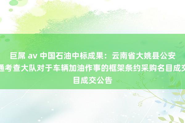 巨屌 av 中国石油中标成果：云南省大姚县公安局交通考查大队对于车辆加油作事的框架条约采购名目成交公告