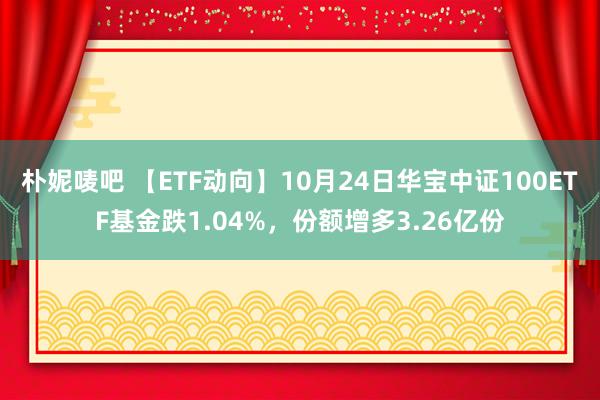 朴妮唛吧 【ETF动向】10月24日华宝中证100ETF基金跌1.04%，份额增多3.26亿份