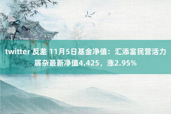 twitter 反差 11月5日基金净值：汇添富民营活力羼杂最新净值4.425，涨2.95%