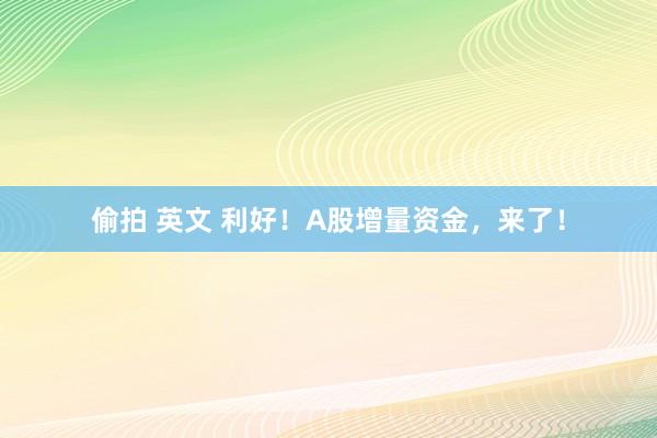 偷拍 英文 利好！A股增量资金，来了！