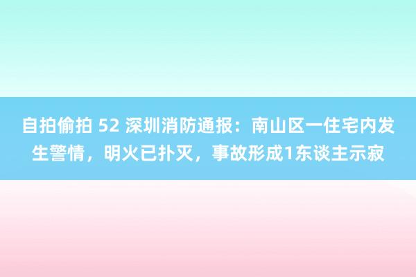 自拍偷拍 52 深圳消防通报：南山区一住宅内发生警情，明火已扑灭，事故形成1东谈主示寂