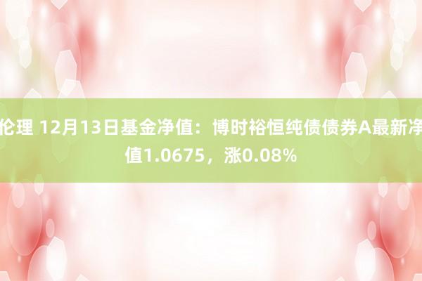 伦理 12月13日基金净值：博时裕恒纯债债券A最新净值1.0675，涨0.08%