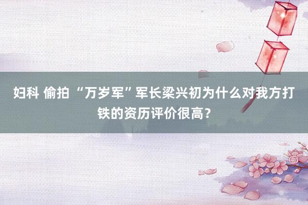 妇科 偷拍 “万岁军”军长梁兴初为什么对我方打铁的资历评价很高？