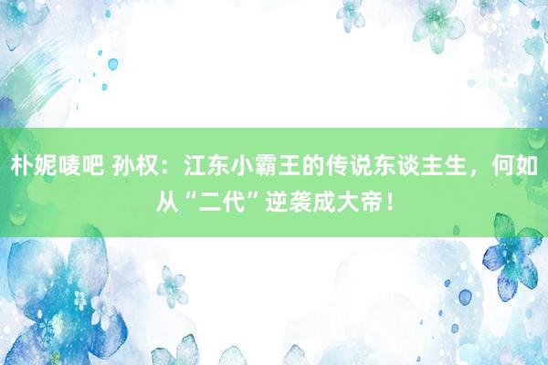 朴妮唛吧 孙权：江东小霸王的传说东谈主生，何如从“二代”逆袭成大帝！