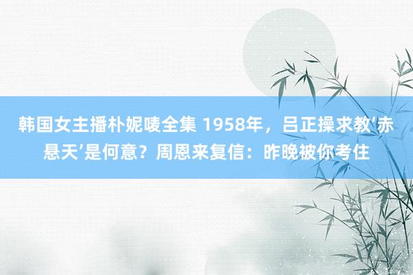 韩国女主播朴妮唛全集 1958年，吕正操求教‘赤悬天’是何意？周恩来复信：昨晚被你考住