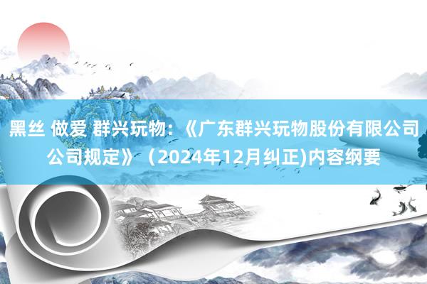 黑丝 做爱 群兴玩物: 《广东群兴玩物股份有限公司公司规定》（2024年12月纠正)内容纲要