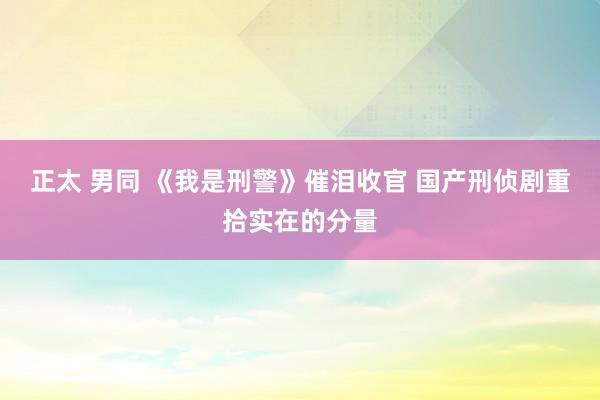 正太 男同 《我是刑警》催泪收官 国产刑侦剧重拾实在的分量