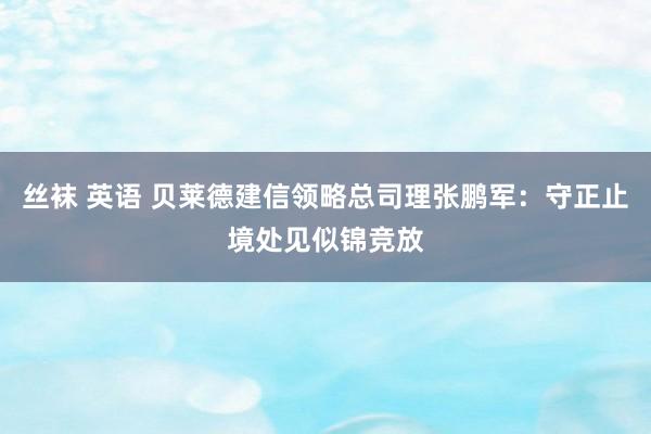 丝袜 英语 贝莱德建信领略总司理张鹏军：守正止境处见似锦竞放