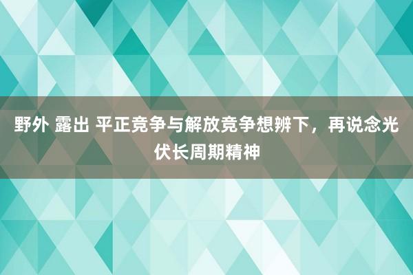 野外 露出 平正竞争与解放竞争想辨下，再说念光伏长周期精神