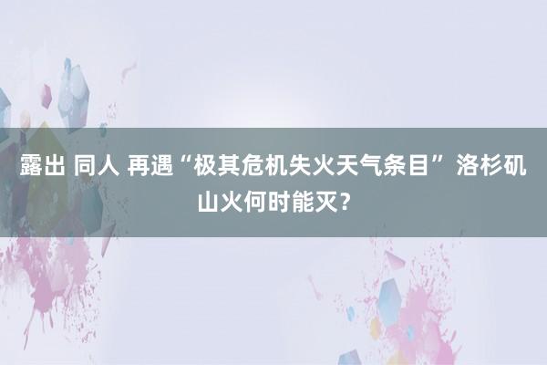 露出 同人 再遇“极其危机失火天气条目” 洛杉矶山火何时能灭？